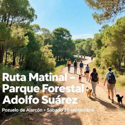 Ruta matinal con perros en el Parque Forestal Adolfo Suárez
