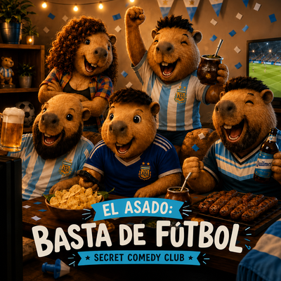 El asado, basta de fútbol: humor argentino en un speak easy
