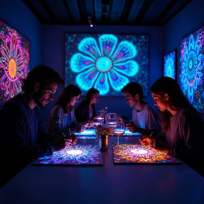 Taller de pintura neón para +4 personas y vino ilimitado