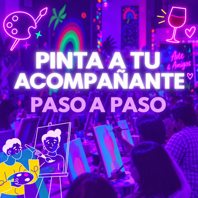 Pinta un cuadro neón de tu acompañante mientras bebes vino